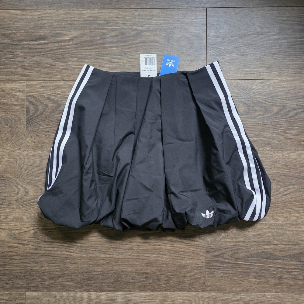 Adidas Women Black Three-Stripe Bubble Skirt